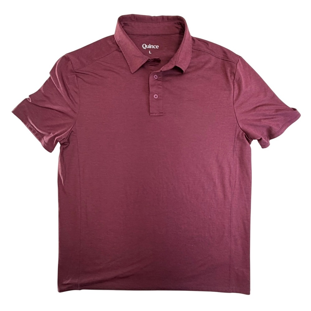 Quince Flowknit Ultra-Soft Performance Polo Mens L Burgundy LB29606-JDA01-4691‎